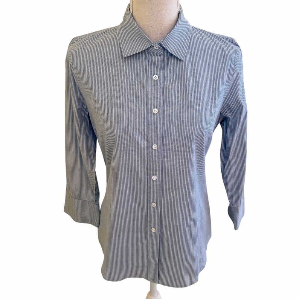 J. Crew Haberdashery Grey with White Pinstripe Button-down Shirt S